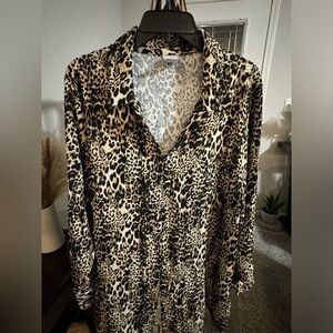 Chico's Leopard Print Tunic Top - Black and Tan